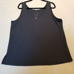 Eileen Fisher 1X Tank Top Navy Blue Tencel Scoop Neck Shell Layering Basic NEW